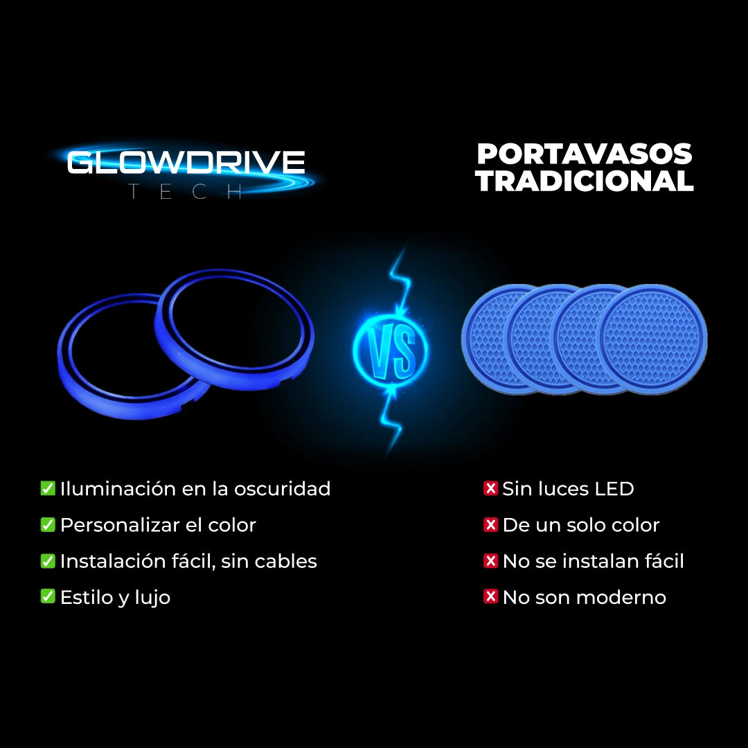 GLOWDRIVE | Portavasos LED para carro